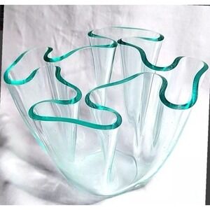 Lucite Vase 6x4 MCM Clear Aqua Blue Retro Acrylic Art Glass Vintage Twos Company
